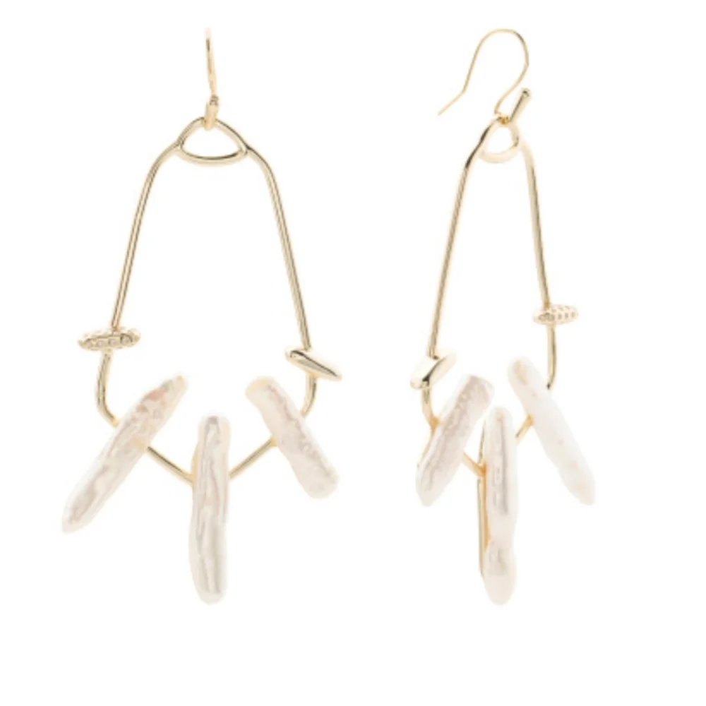 Kendra Scott Eileen Gold Statement Earrings in White Pearl - Picture 5 of 10